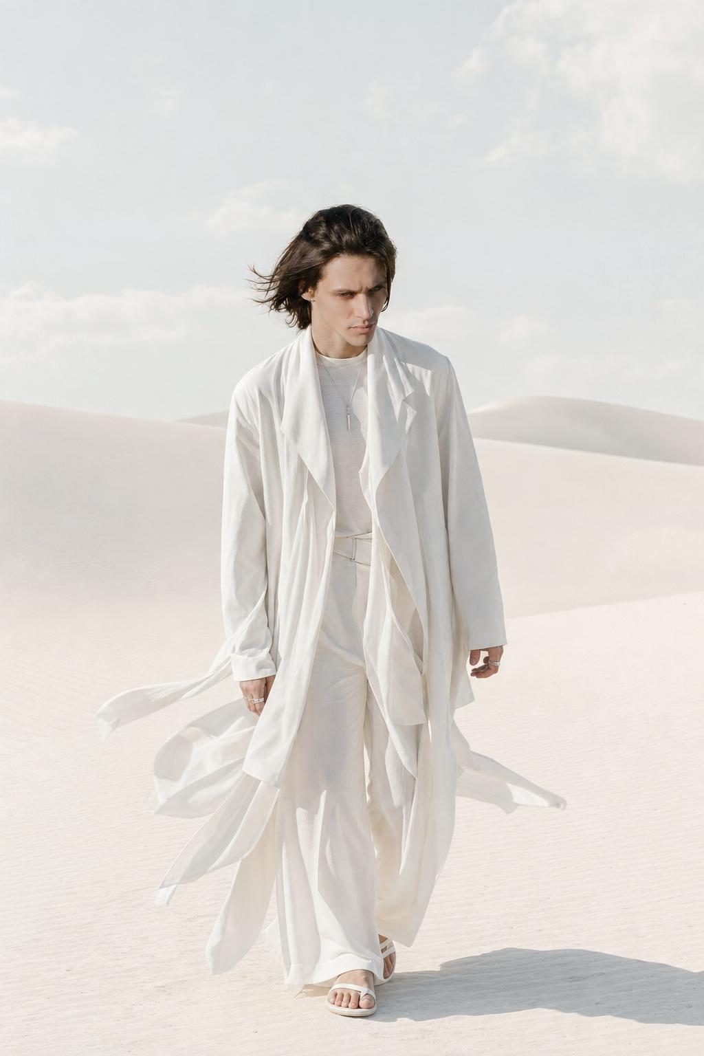 Desert Fashion Campaign in White Prompt result example
