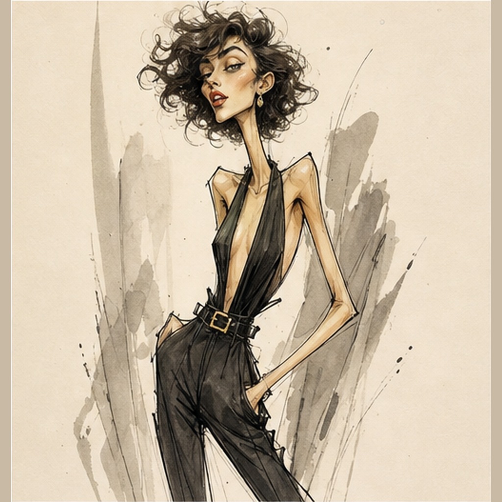 Grotesque Fashion Caricature Sketch result example